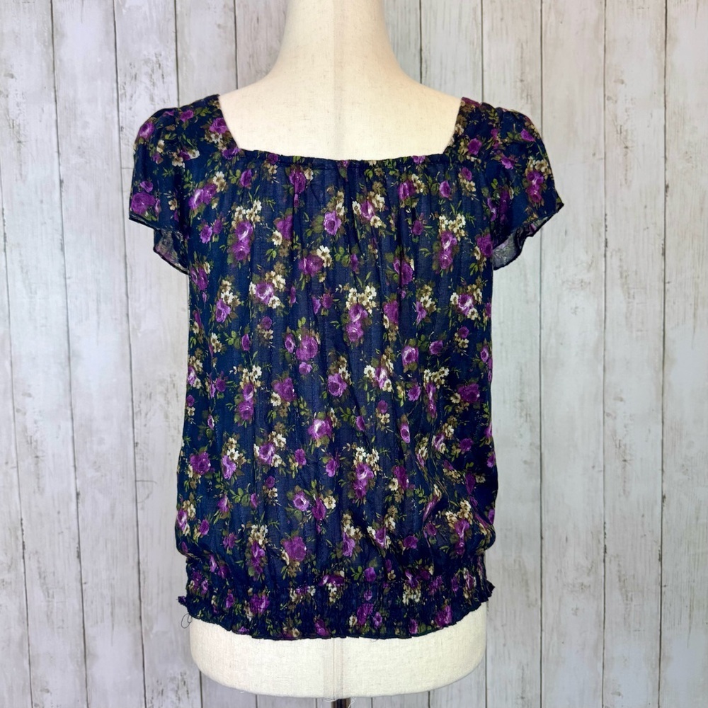 Mossimo Supply Co. | Boho Style Floral Blouse with Lace Detail - Picture 5 of 9